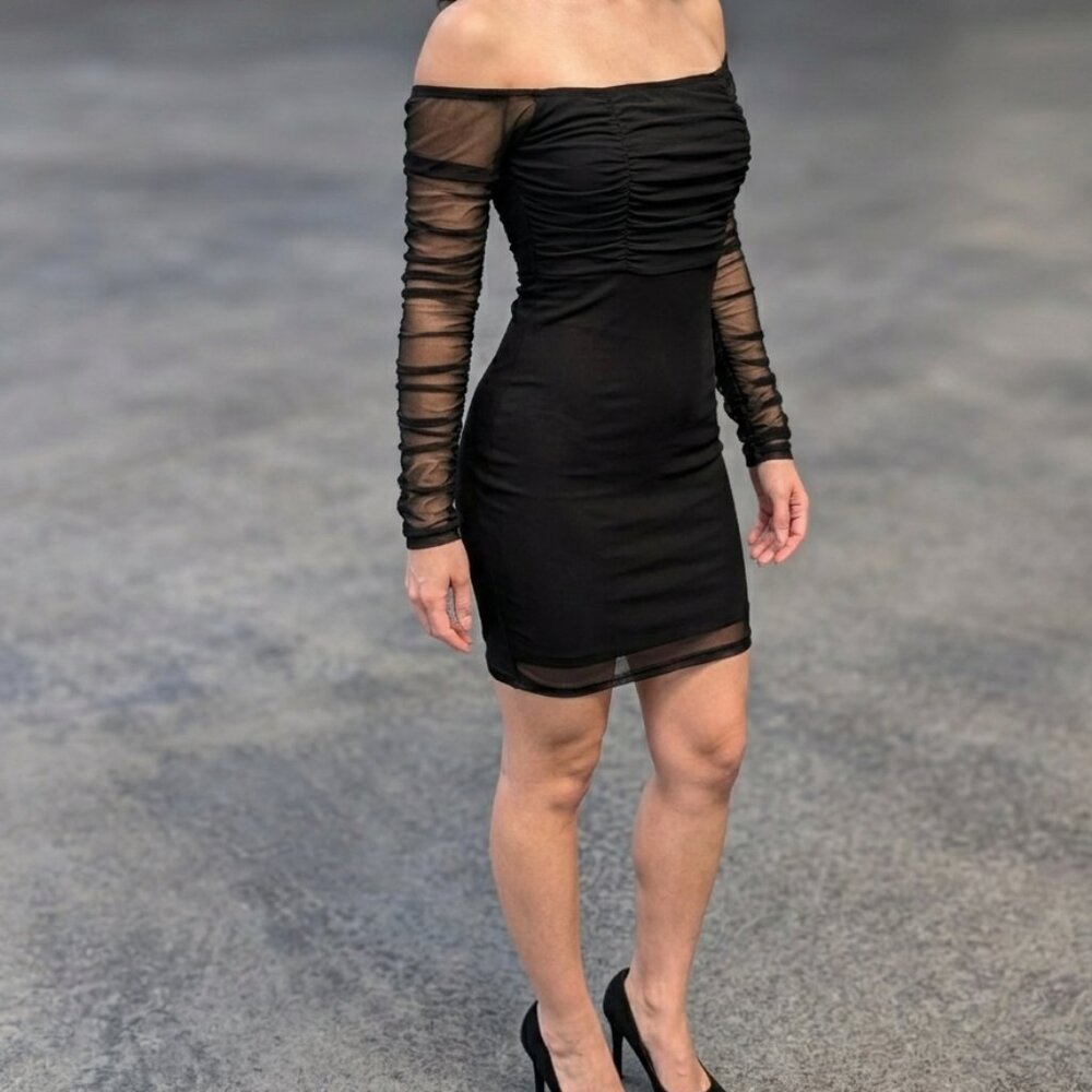 PrettyLittleThing Black Mini Dress, Size 2